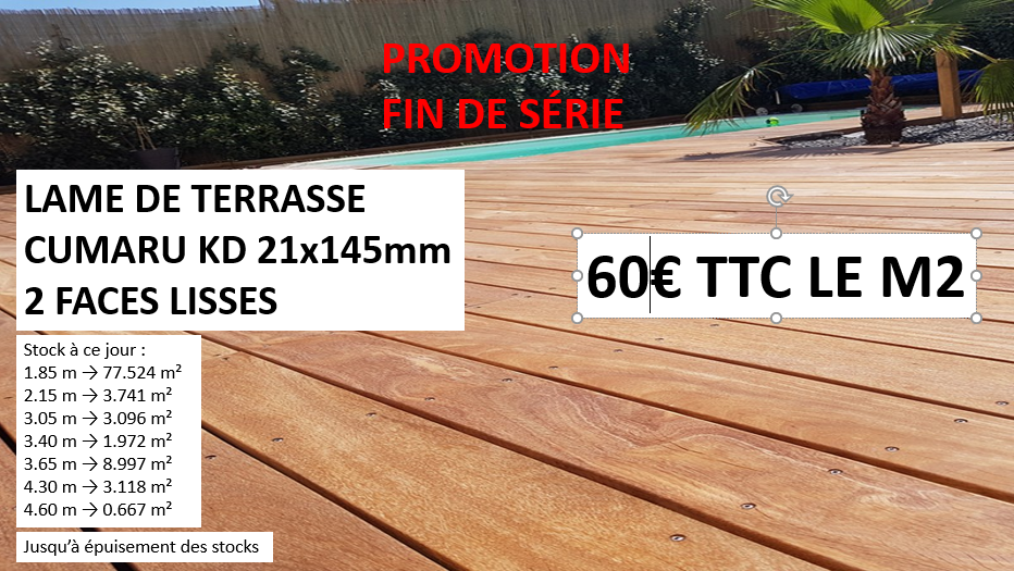 PROMO LAME TERRASSE CUMARU KD 21X145MM