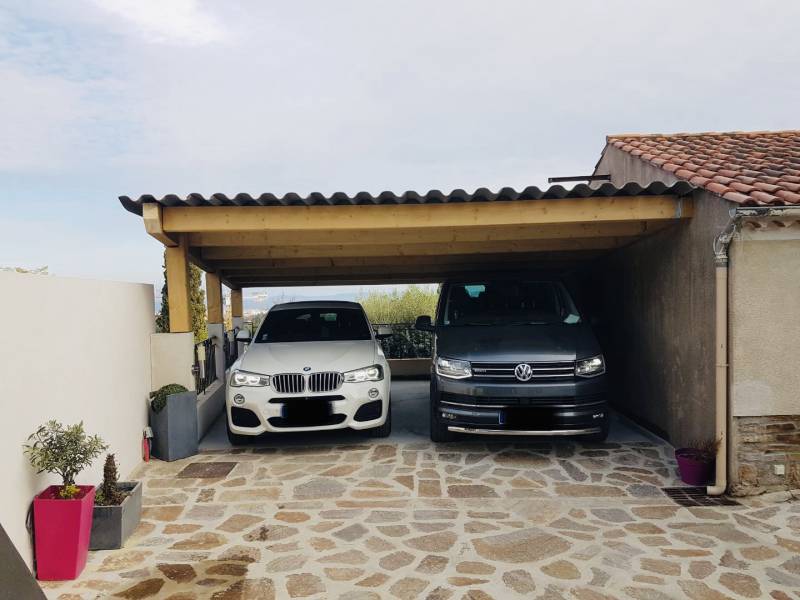 Abri voiture monopente en contrecollé épicéa à St Aygul - Var - 83